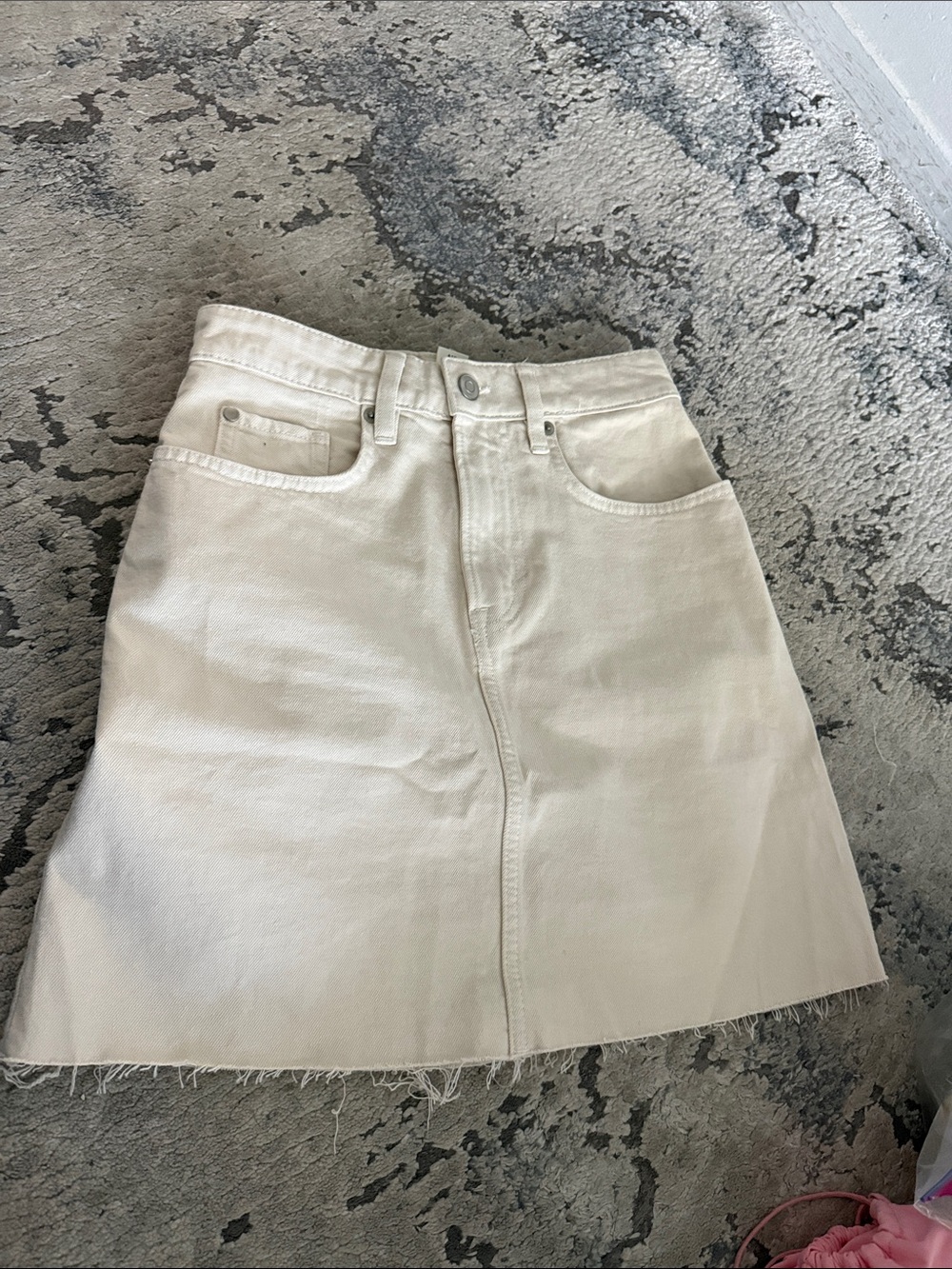 H&M Cream Mini Denim A-Line Skirt